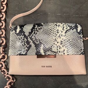 Ted Baker Black and Cream Snake Print Crossbody Bag